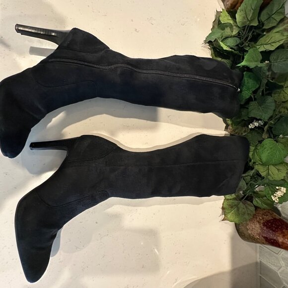 Isaac Mizrahi For Target Womens Black Knee-High Heeled Boots 9.5 Fabric Upper Si - Picture 6 of 11